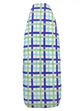 Reversible padded ironing board cover  Aqua Check